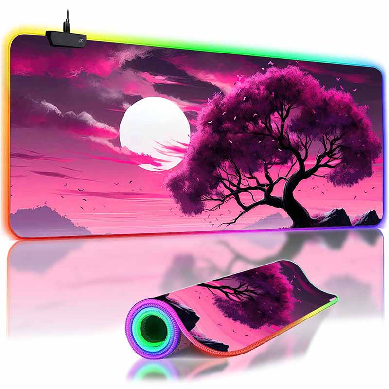 

Sakura Scenery Moon Mousepad HD Printing Computer Gamers Desk Mat Locking Edge Non-slip Mouse Pad XXL Keyboard PC Desk Pads RGB 300x600x3mm