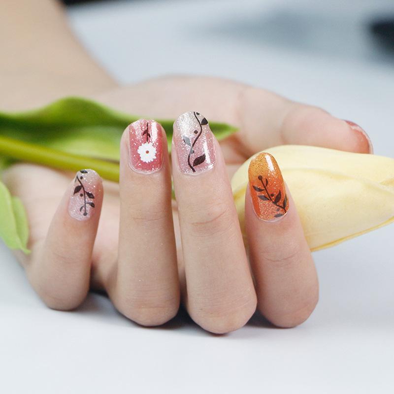 Verlaufs Gänseblümchen Nagelsticker Vollsticker 3D Nagelkunst Sticker Wasserdichter Nagelsticker Vollsticker