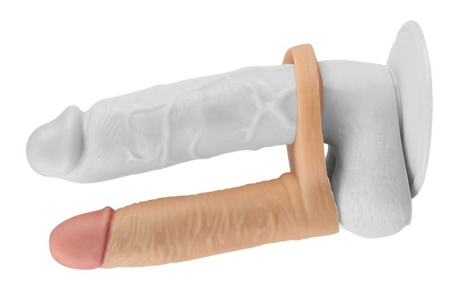 Double gode Cockring - 12.5 x 2.9 cm Flesh - LoveToy - DOUBLE PENE
