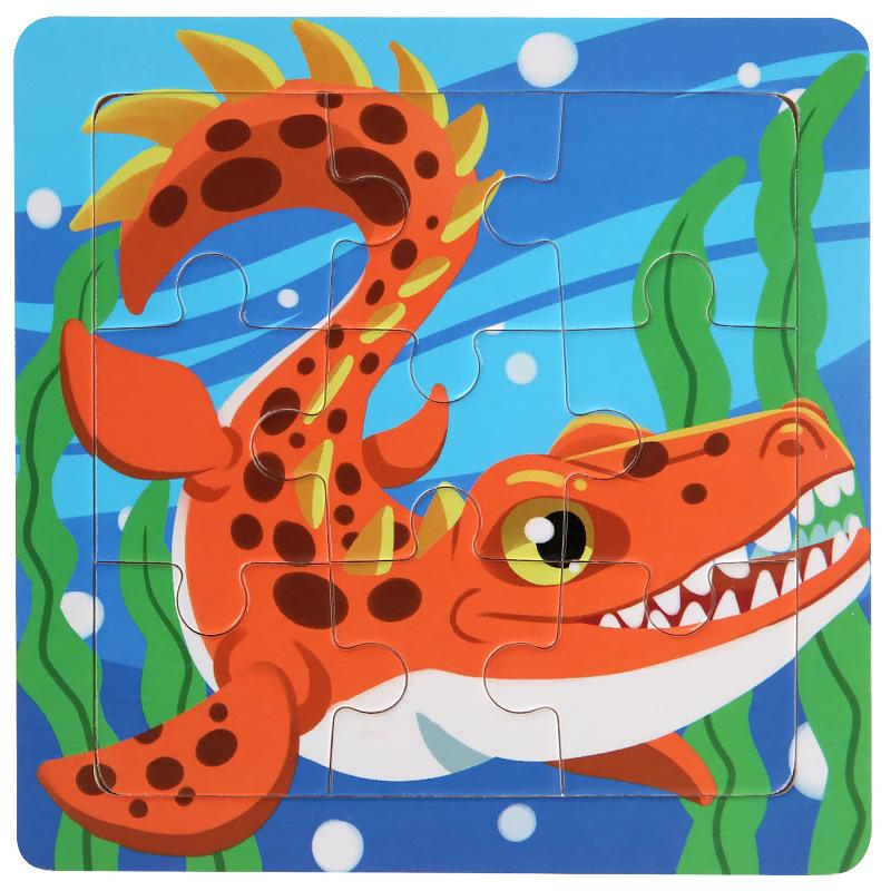 11cm Children Wooden Jigsaw Puzzle Games Cartoon Animal Vehicle Pattern Wooden 3d Puzzle Montessori Educational Toys