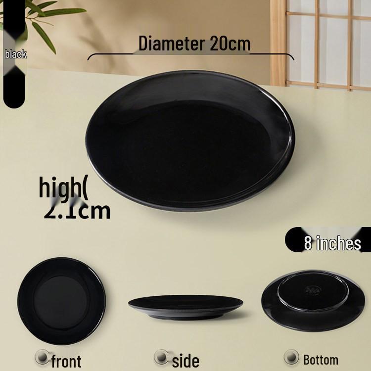 Melamine Round Plate: Porcelain-Look, Two-Color, for Commercial Use In Restaurants and Buffets - Perfect for Fast Food, Rice Bowls, and Cold Dishes.