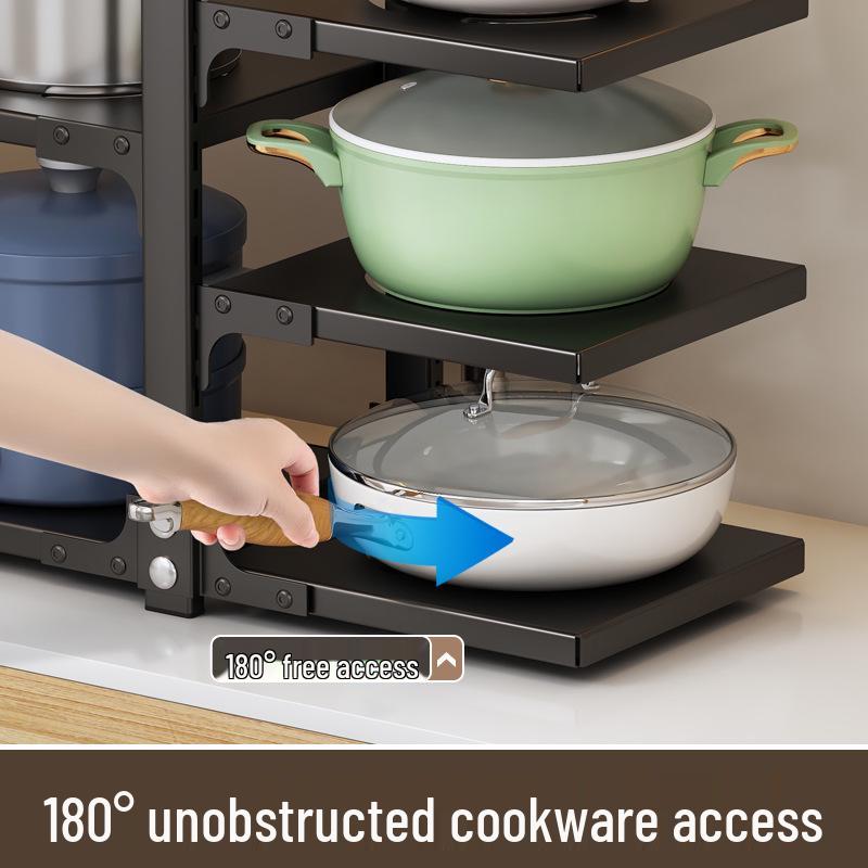 Multi-Layer Kitchen Pot Rack: Floor-Standing, Under-Sink Cookware & Storage Solution