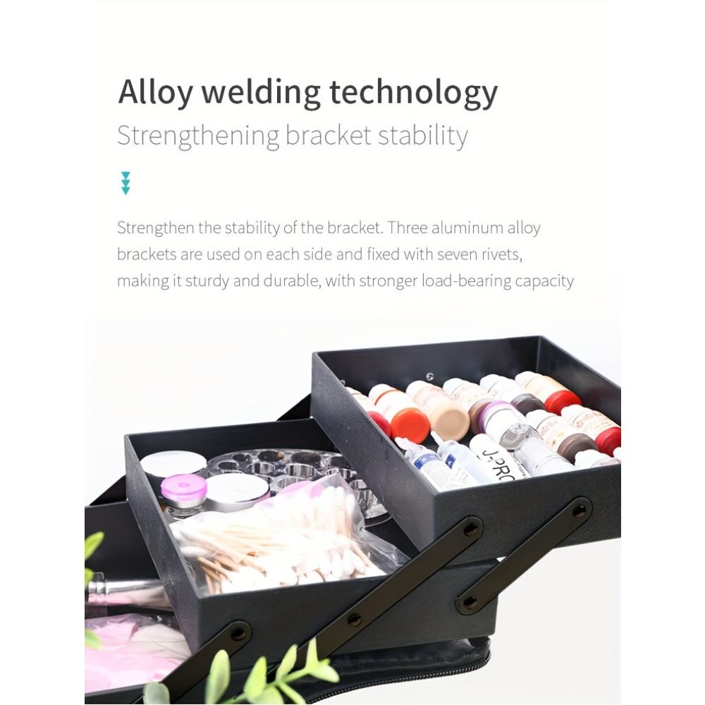 Large -capacity Multi-layer Professional Cosmetic Bag,portable Manicure Pattern Embroidery Makeup Toolbox, Jewelry, Necklace,ring,pendant Storage Box.