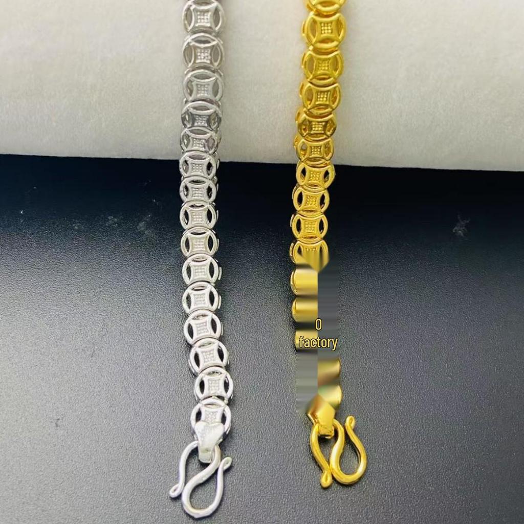 Gold-Toned Luxury Eight Directions Wealth Copper Coin Bracelet