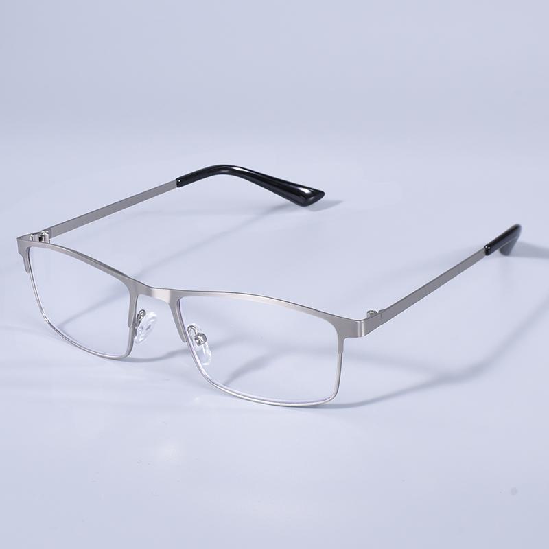 

New Metal Eyeglasses Square Frame Business Anti-Blue Light Reading Glasses Men S Prescription +125+175+225 +1.75