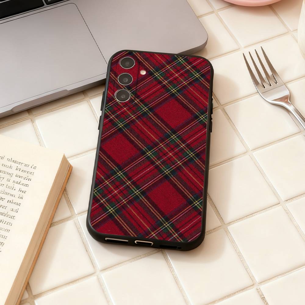 Scottish Tartan Pattern Phone Case For Samsung Galaxy A73,A72,A71,A70,A53,A52,A51,Others Soft Black Shell