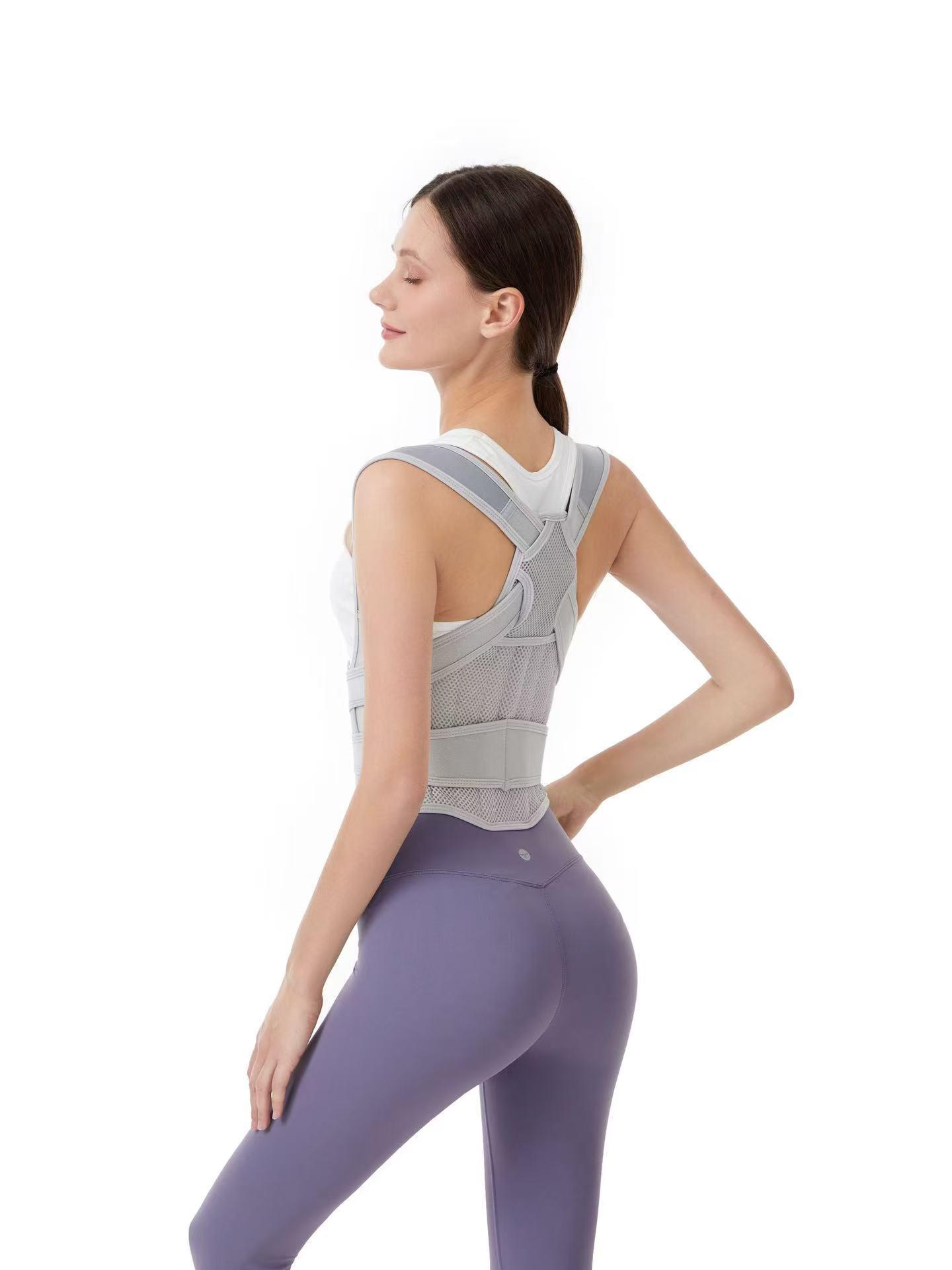 

Дорослий коректор постави для чоловіків та жінок: Пояс для підтримки спини з відкритими плечима L (150-200 lbs/95-105 cm waist)