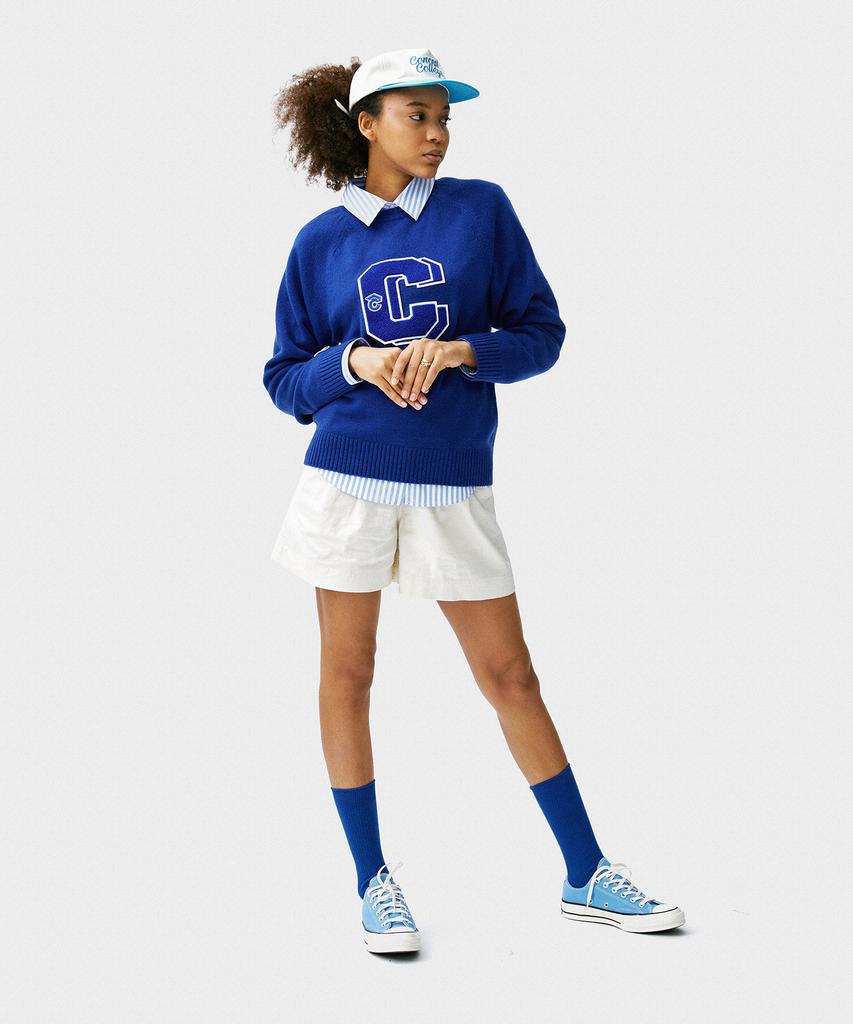 CONCEPTCOLLEGE Double Big C Patch Blue Lambswool Knit (Unisex)