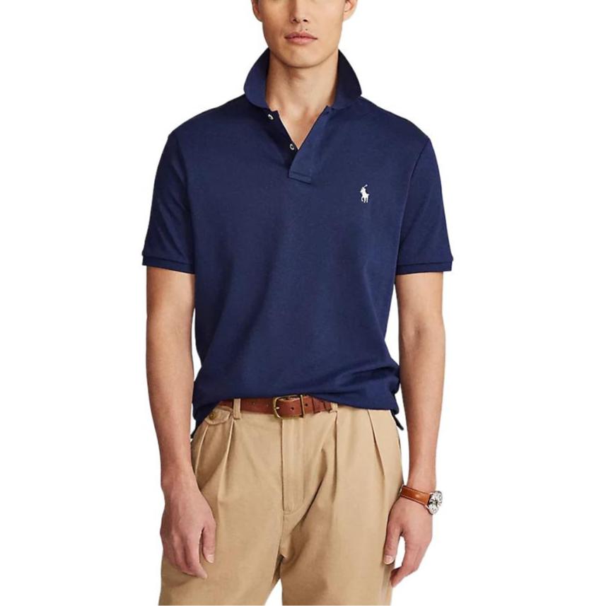 Polo Ralph Lauren SS22 Solid Color Short Sleeve Polo Shirt Men Tops Navy-Blue 710601296-003