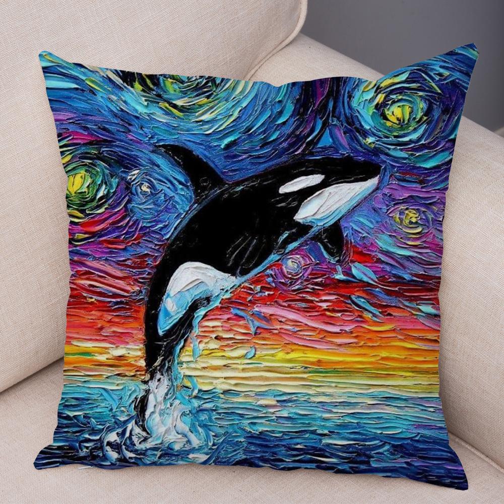 Original Decorative Cushion Cover Abstract Swirl Pattern with Animal Motif Soft Square Pillow Home Living Accessory xcm