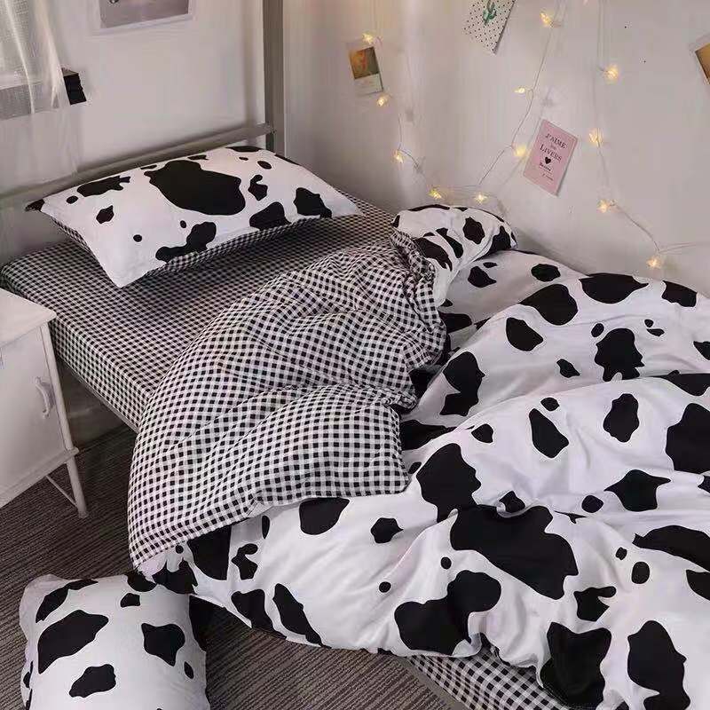 Nordic Simple Bed Three-piece Quilt Cover Bed Sheet Pillowcase Home Bedding Set Cool Style