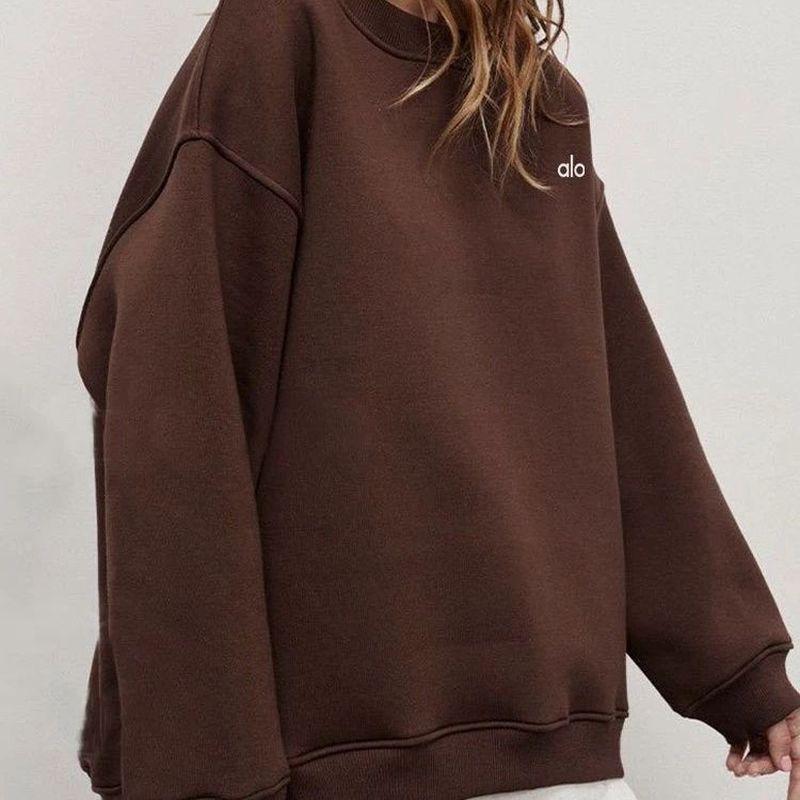 Alo Yoga Autumn/Winter Women's Oversized Solid Color Fleece Pullover Hoodie