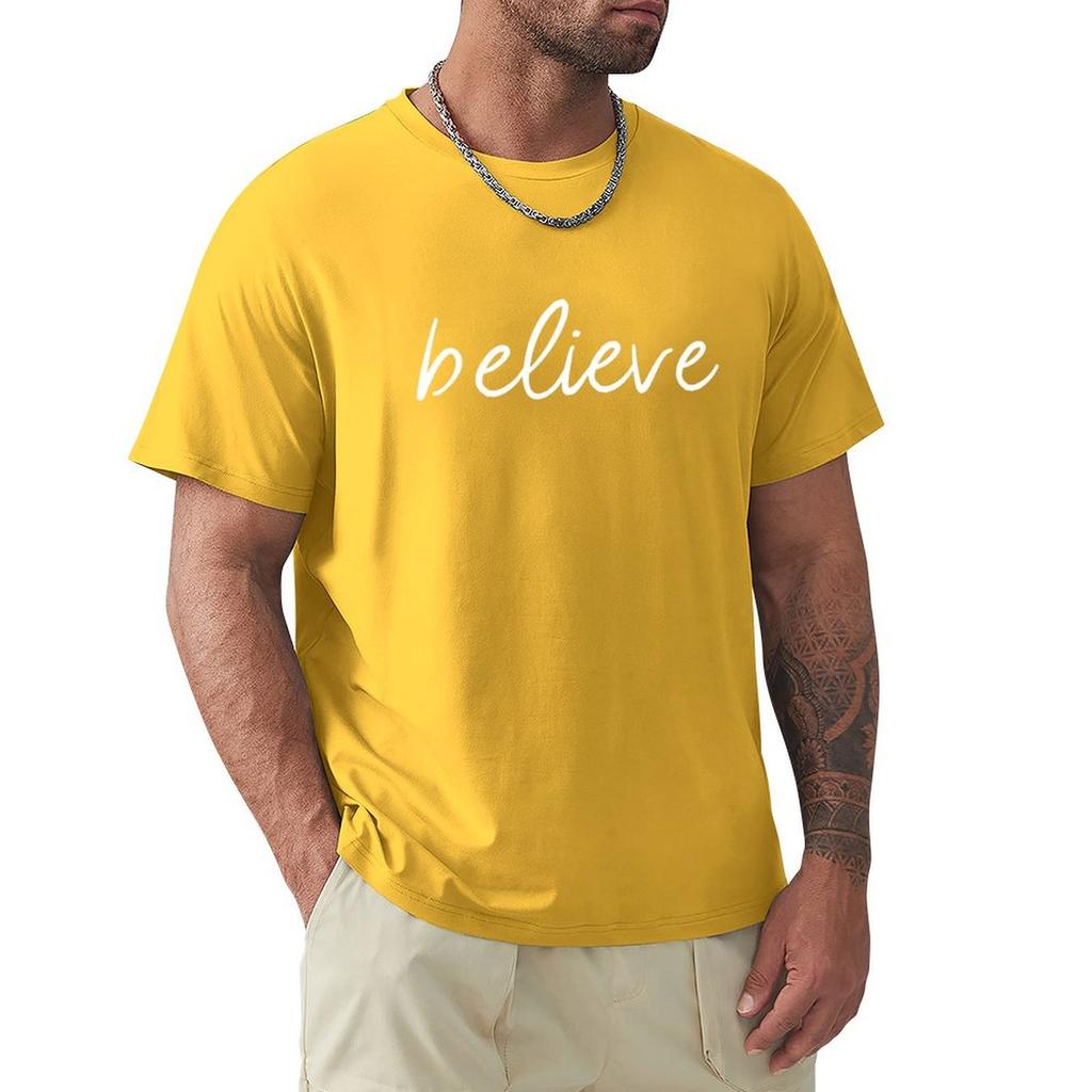Believe T-Shirt Tees Custom T Shirt Anime Figures Aesthetic Clothing Mens Cotton T Shirts