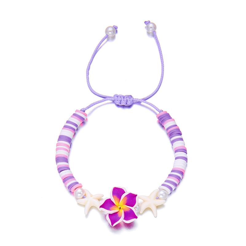 Bohemian Colorful Flower Charm Bracelets For Women Adjustable Pull String Summer Vacation Bangles Girls Party Jewelry Gift