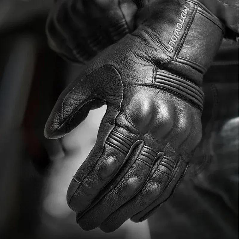 Motorcycle Gloves Real Leather Waterproof Windproof Winter Warm Gants Homme Luva Guantes Touch Screen Riding Bike Car Gloves