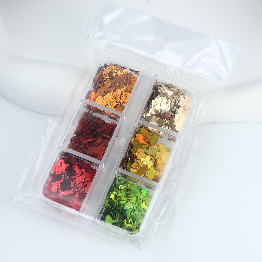 Colorful Ginkgo Leaf Nail Glitter Sequins Mixed Shiny Fallen Leaf Flakes DIY Autumn Nail Art Decoration Accessories Tool