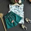 Kids Clothes Girls Set Sleeveless T-shirt+Shorts 2PCS/Sets Baby Girls Clothes Chiffon Shirt Flower Print Children Girls Clothes