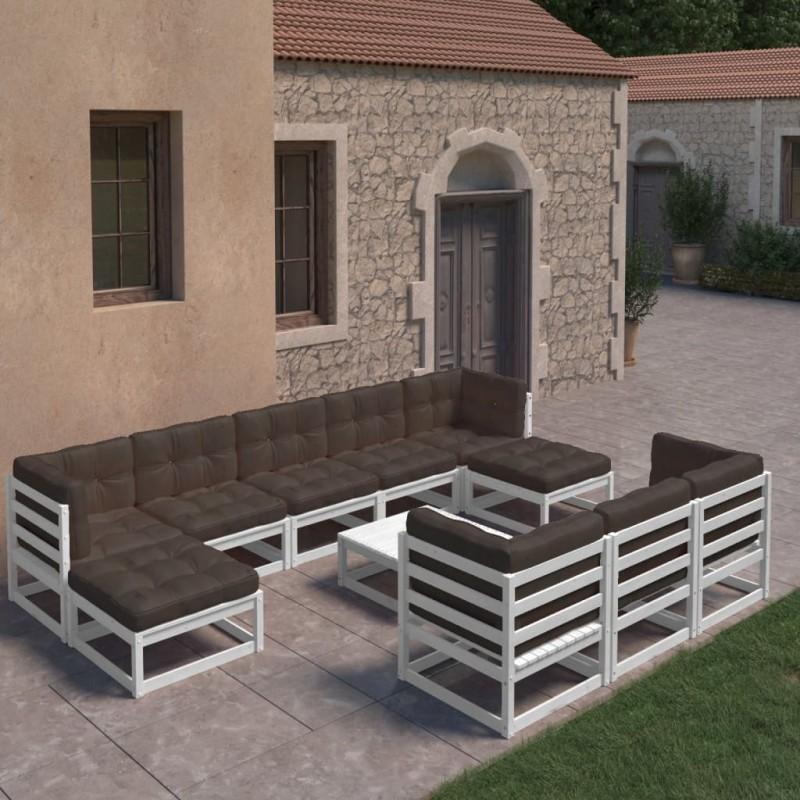 Day and Night - Day and Night 11-piece Garden Furniture Set with White Pine Wood Cushions