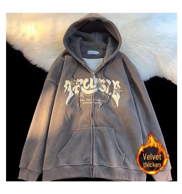 Men's Vintage American Fleece-Lined Corduroy Hooded Cardigan