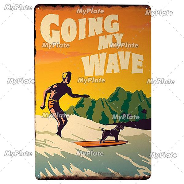 Surf Shop Vintage Metal Signs Decor Rust Tin Sign Wall Art Stickers Hawaii Poster for Bar Pub and Club Room Wall Art Decoration