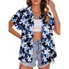 Modische Damen Hawaiian Kokospalmen Print Tops Kurzarm Revers Lässig Knopfhemd Sommer Damen Hawaiianisches Hemd