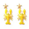 Hot-selling seaside earrings, unique niche design, long beard, painted lobster starfish female earrings