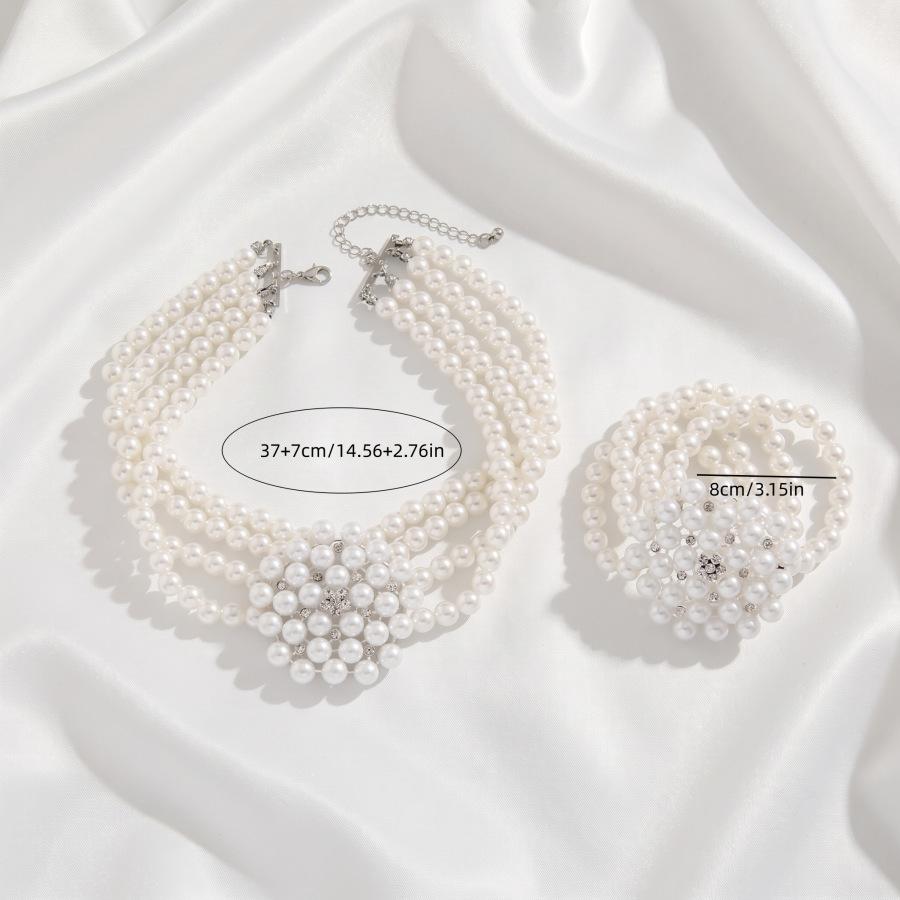 European and American jewelry fashion multi-row elastic pearl beaded wide necklace bracelet niche design jewelry bracelet