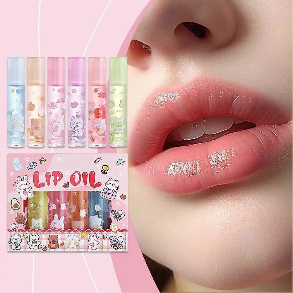 6 Pcs Lip Oil Set Sexy Colour Hydrating Moisturise Lip Glossy Oil Sweet
