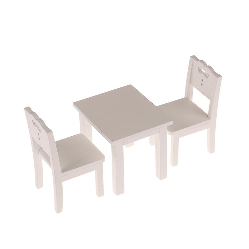 1/12 1set Miniature Dollhouse Furniture Wooden Dining Table Chair Set Simulation Toy