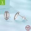 S925 Sterlingsilber Rugby Ohrstecker, Mode Sport Stil Silber Ganzkörper Ohrstecker und Ohrschmuck