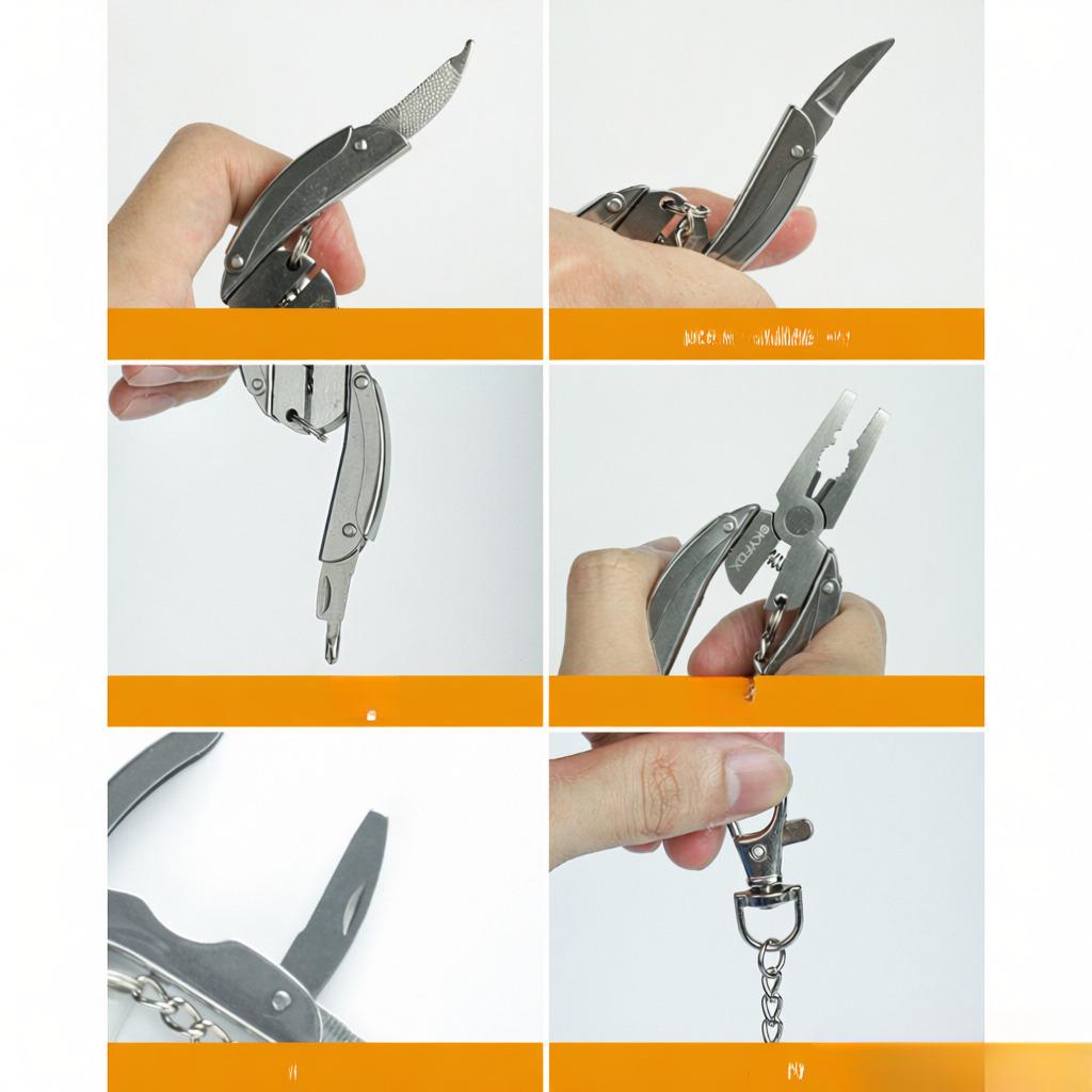 Mini EDC Polished 6-in-1 Stainless Steel Multifunctional Pliers Multi Tools With Silicon AirTag Case Skyfox