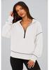 Women's Cropped Half Zip Hooded Sweatshirt - Autumn Winter Fashion 2025
