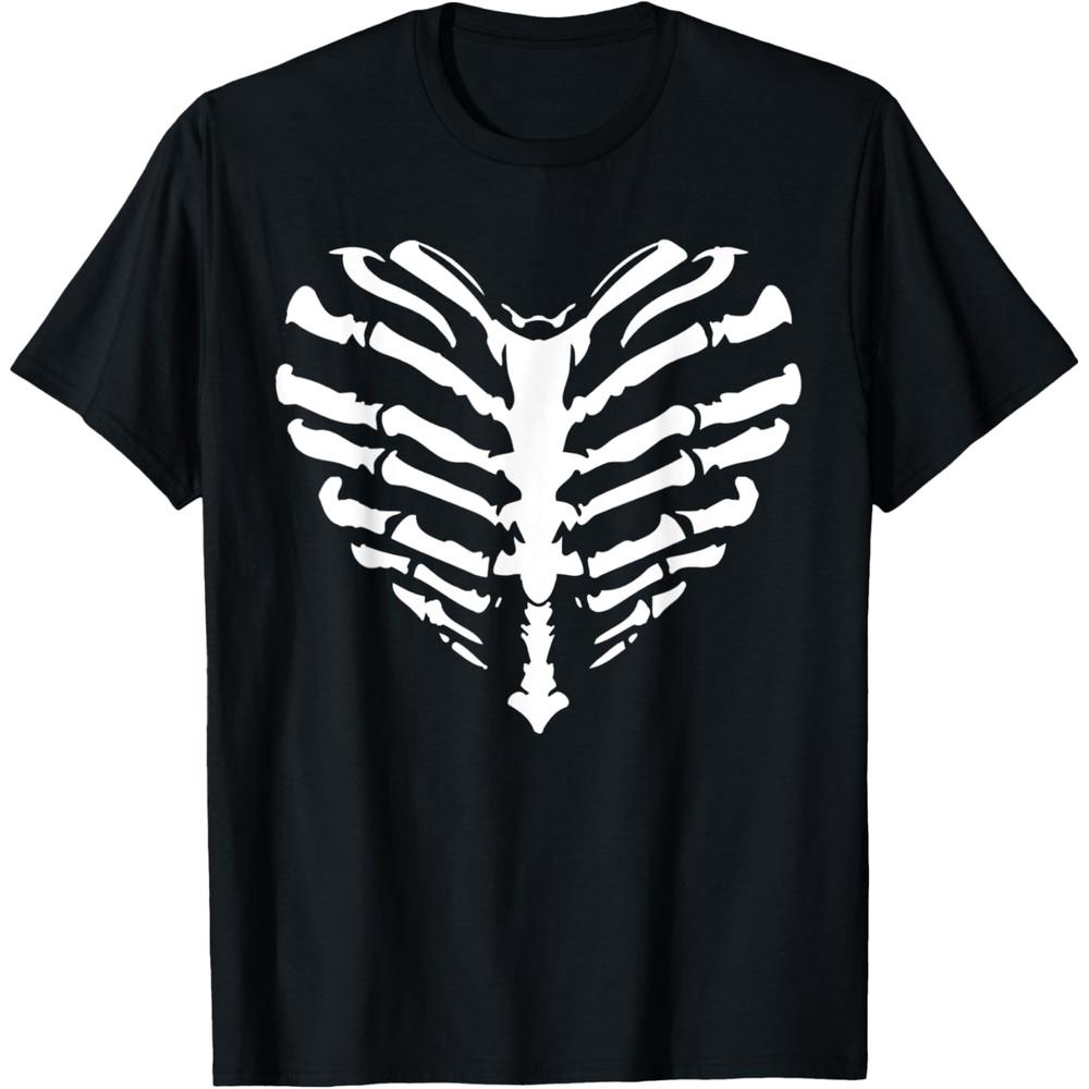 Human Skeleton Bones Rib Cage Halloween lazy Costume Cotton Men T Shirt XXL чёрный