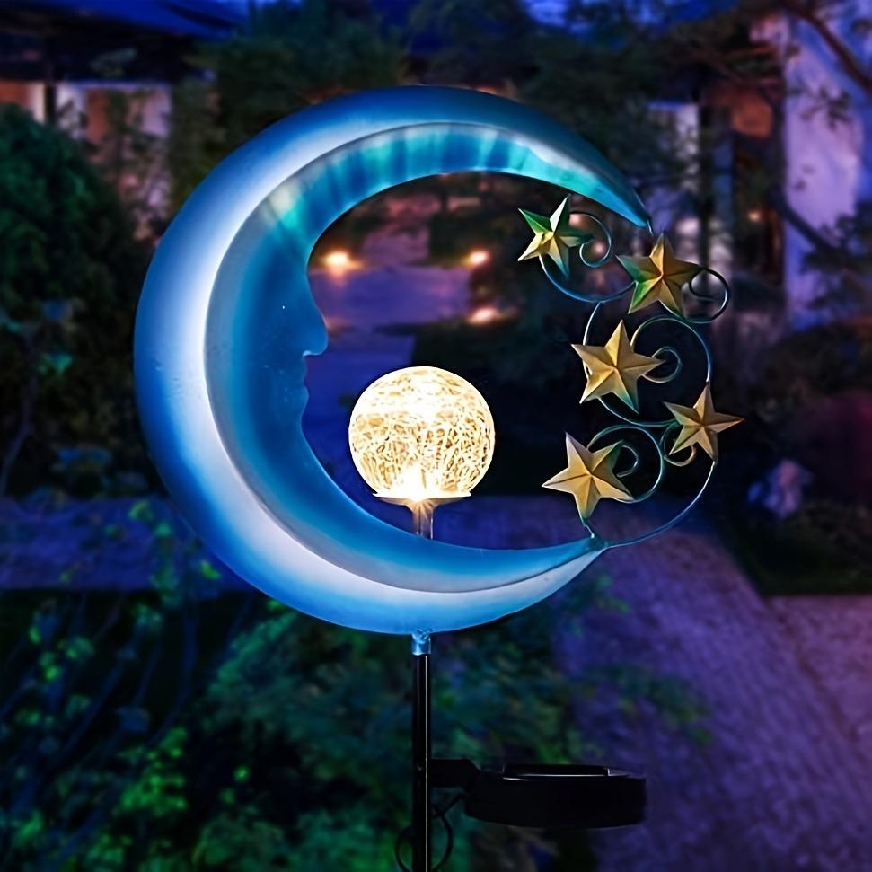 1pc Moon-Shaped Solar-Powered Metal Fairy Lantern - Waterproof LED Landscape Light Perfect for Patio and Yard Decor