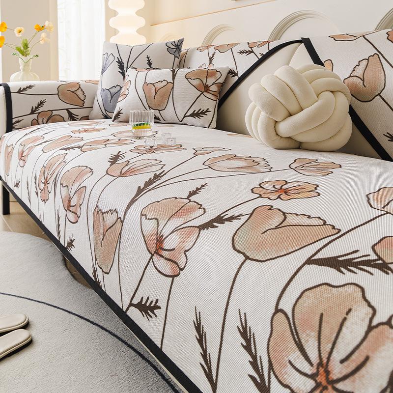 

New Straight-Breasted Leather Sofa, Seat Cushion, Mat, Sofa Cover, Cloth Towel, Summer Cool Ice Silk Sofa Cushion 70*70cm