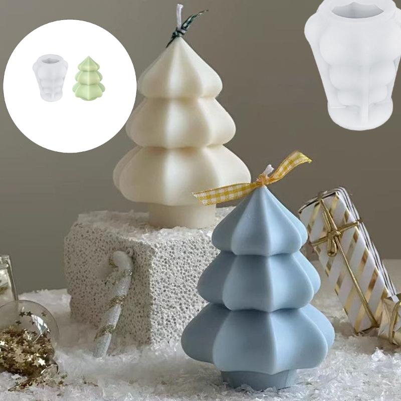 Silicone Christmas Tree Candle Mold for DIY Soap Candle Making, Flexible Holiday Tree Shape Casting Mold for Home Decoration and Handmade Gift