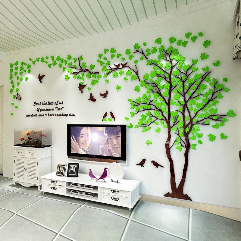 Adesivo da parete a specchio acrilico albero 3D decalcomanie arte fai da te TV sfondo poster da parete decorazione della casa camera da letto soggiorno adesivi