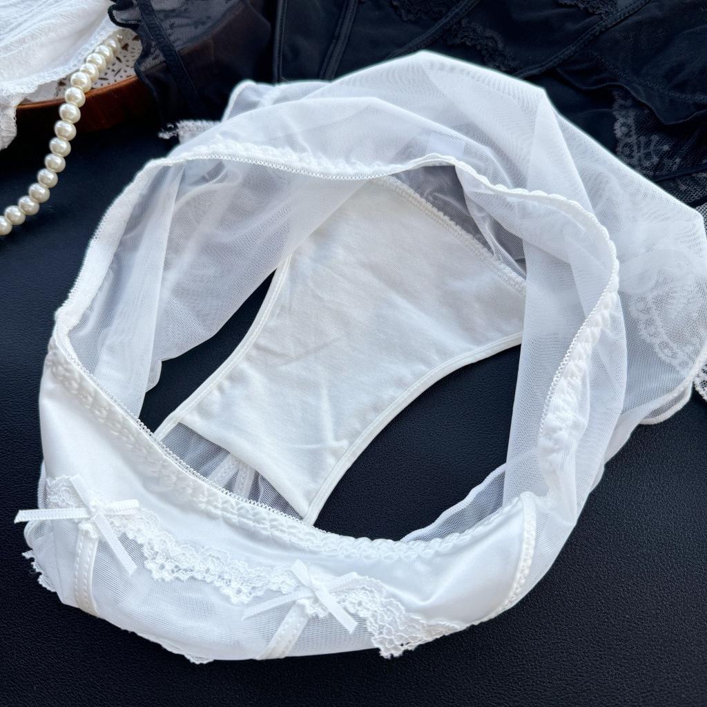 Ladies Summer Sexy Beautiful Palace Style Mesh Satin Ice Silk Briefs