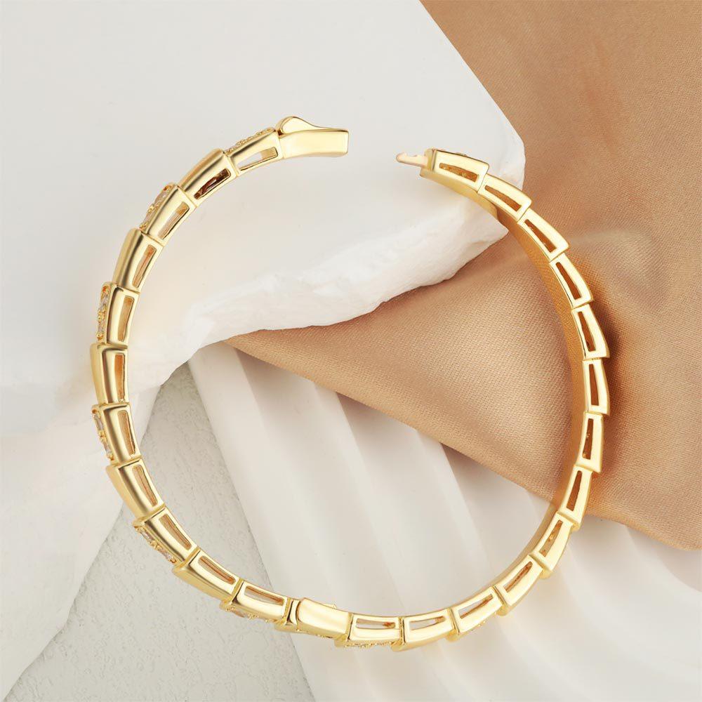 New Micro-encrusted Zircon Bracelet for Women, Niche Light Luxury, High-end Open Snake-shaped Bracelet One  Size(18CM~21CM)