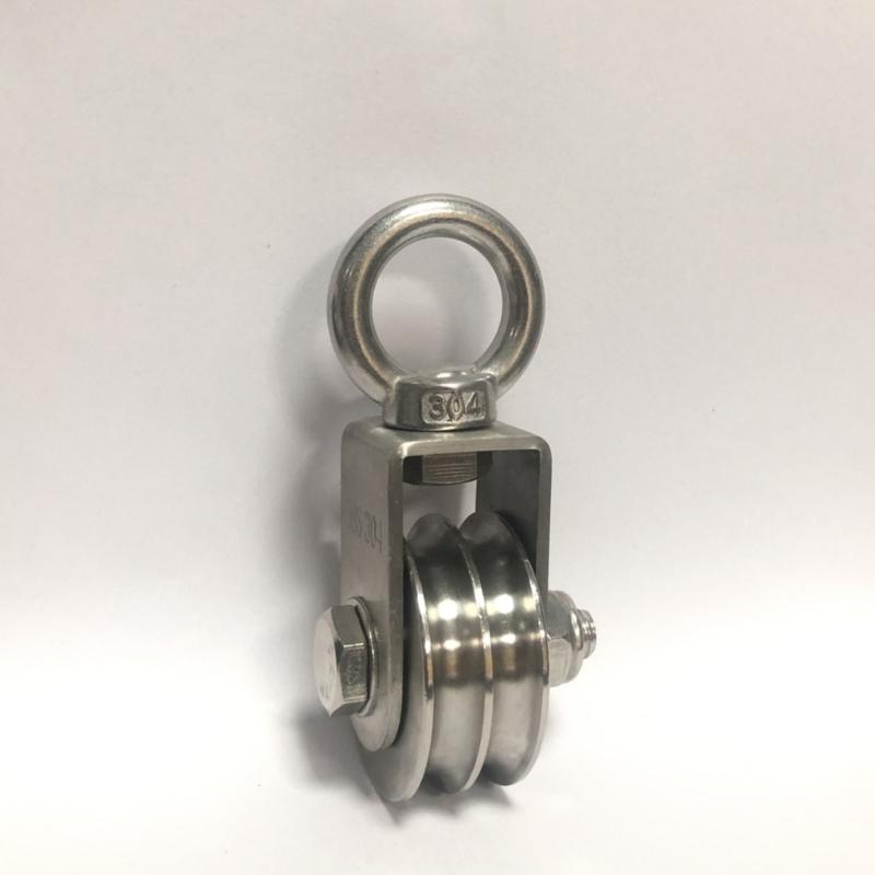 Double Wheel Quiet Bearing Pulley With Safety Lock U Grooves Bearing Pulley For Warehouse And Home Use