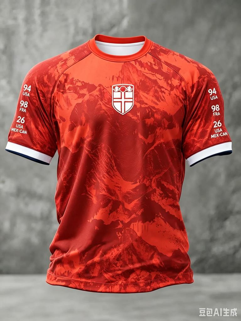 2026 Norway Flag Soccer Jersey Print Short Sleeve Crew Neck T Shirt Flat Printing Sleeve Men Sports Training Casual Fan Top