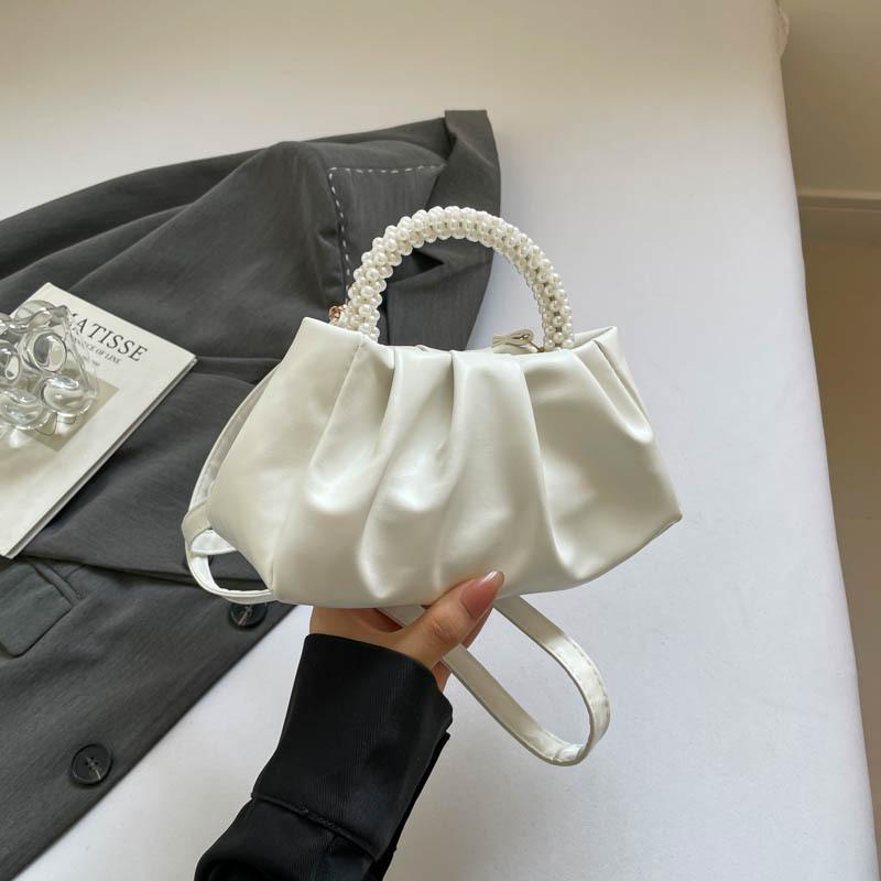 Bag Women's Autumn Niche New Women's Bag Pearl Pleated Cloud Small Handbag One Shoulder Crossbody Mini Bag
