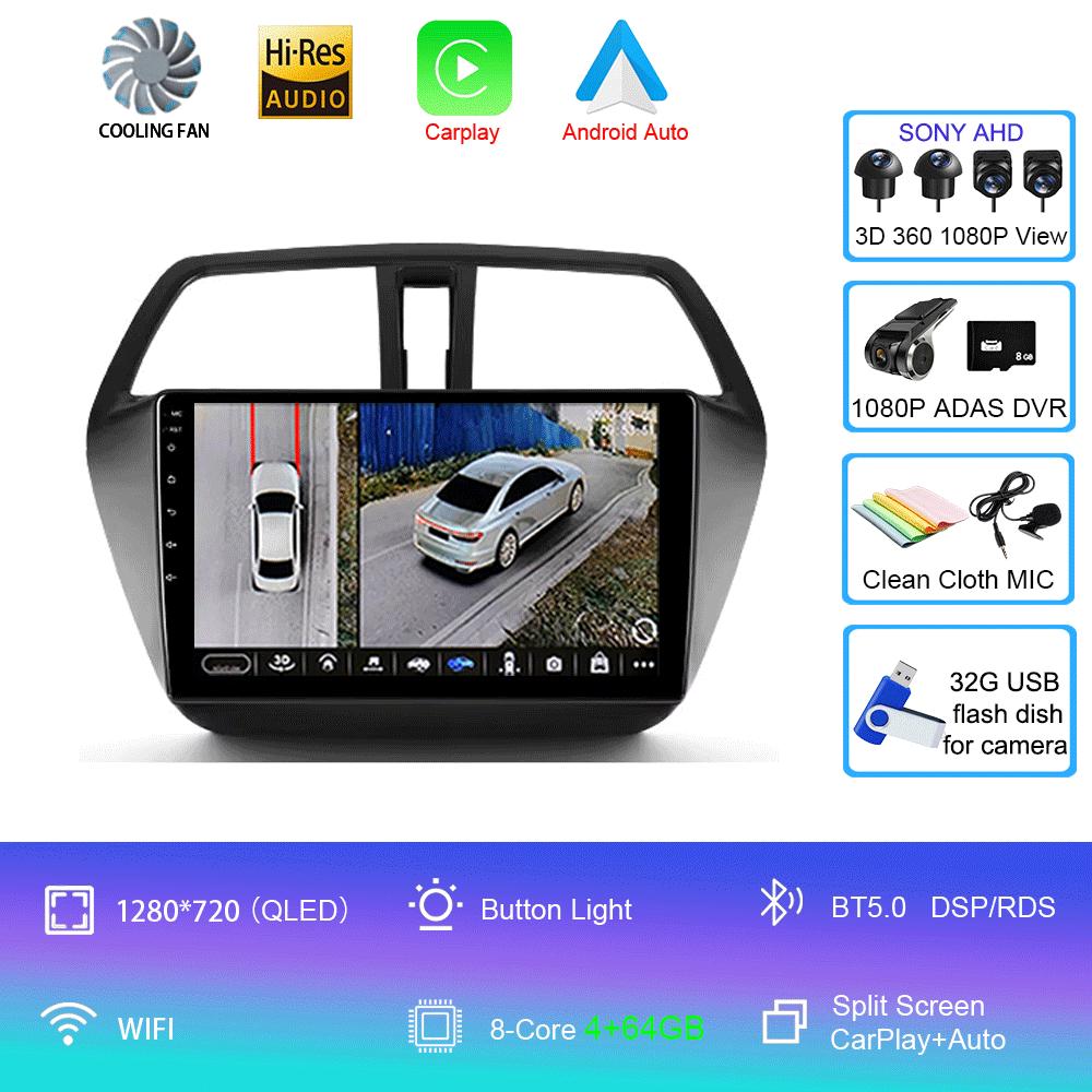 Android 14 Video Player For Suzuki SX4 S-Cross 2014 2015 2016 2017 Car Radio Multimedia Stereo GPS WIFI+4G Wireless Carplay Auto