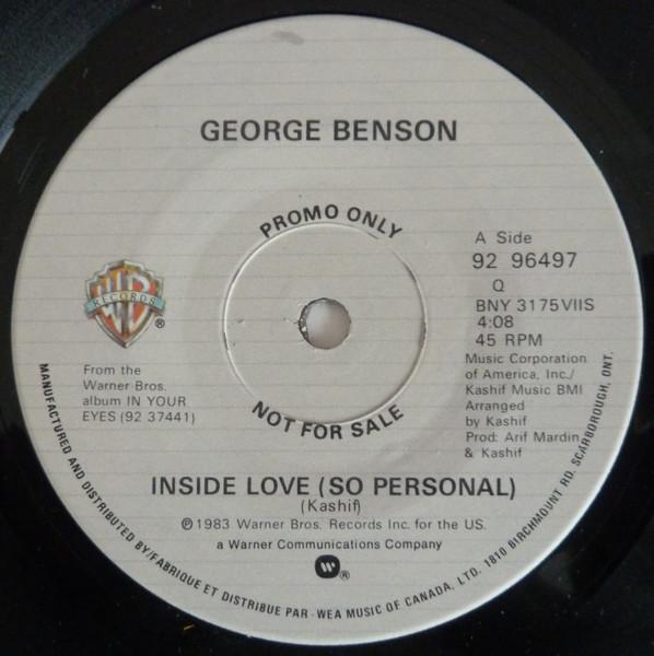 

7inch Record GEORGE BENSON Inside Love So Personal 9296497PROMO Warner Bros. Re 1983 Canada SoulFunk Used
