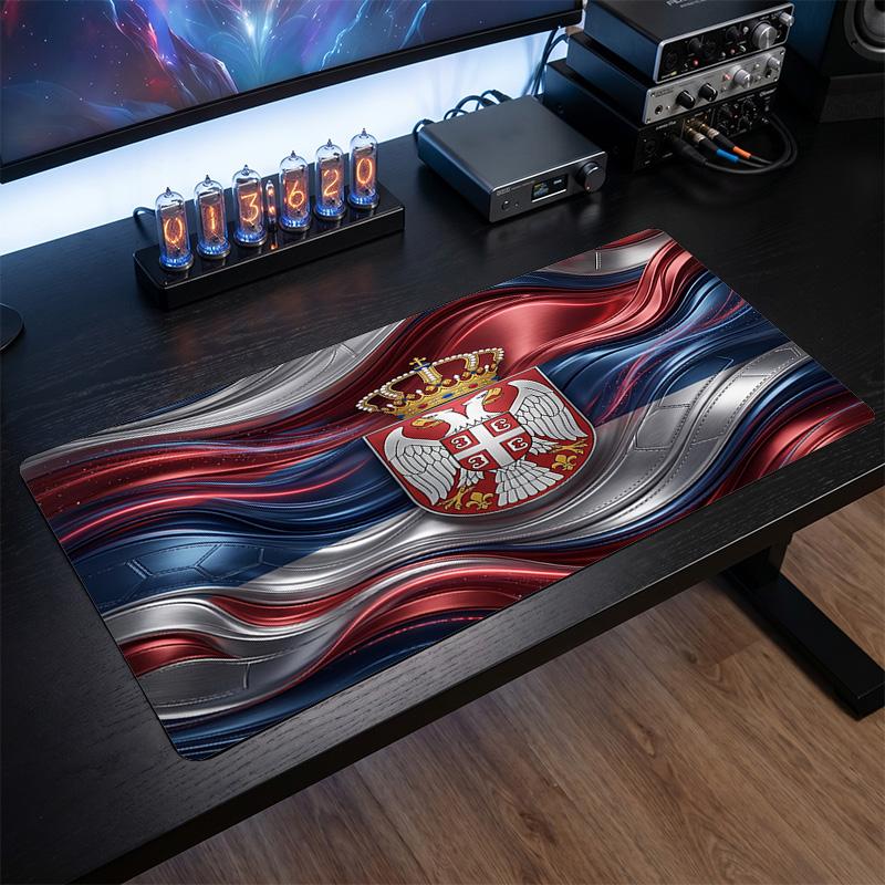 X2523==Serbia Crest Mouse Pad, Extended Non Slip Rubber Desk Mat for Gaming Office Laptop Fan Gift