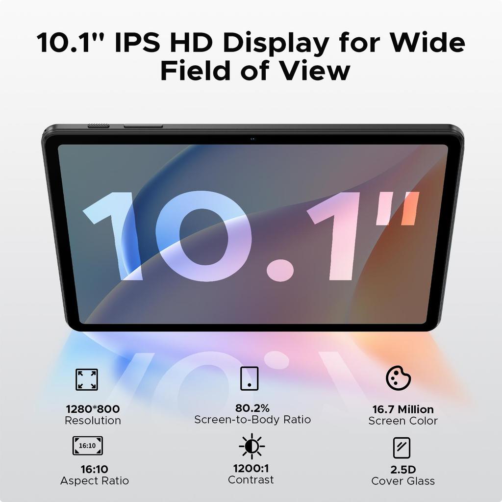 DOOGEE Tab A9 Android 16 Tablet 10 Inch, Unisoc T310 Android Tablets 12GB RAM 64GB ROM(TF 2TB), 6580 mAh Battery, 5G WiFi|Dual Speaker