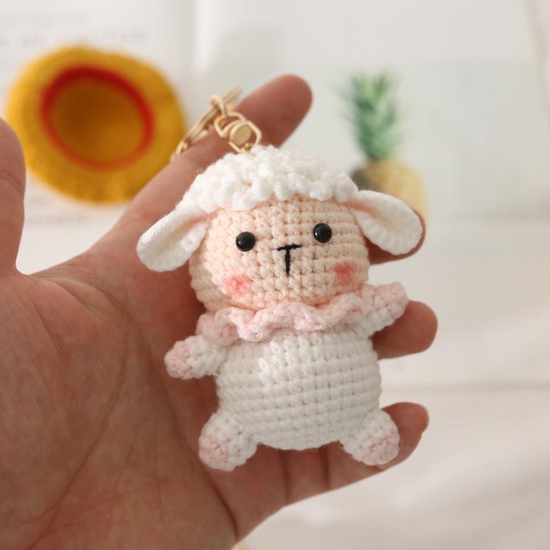 Funny Raccoon Doll Crochet Keychain Cute Knitted Animal Doll Series Keychains For Bag Pendant Cartoon Giraffe Cute Keyrings Gift