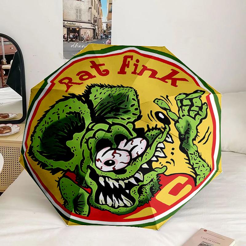 Retro Fink rat Art Umbrella 8-Frame for Travel, camping, Casual Lightweight Portable Umbrella, Essential for every family Holidays Gift