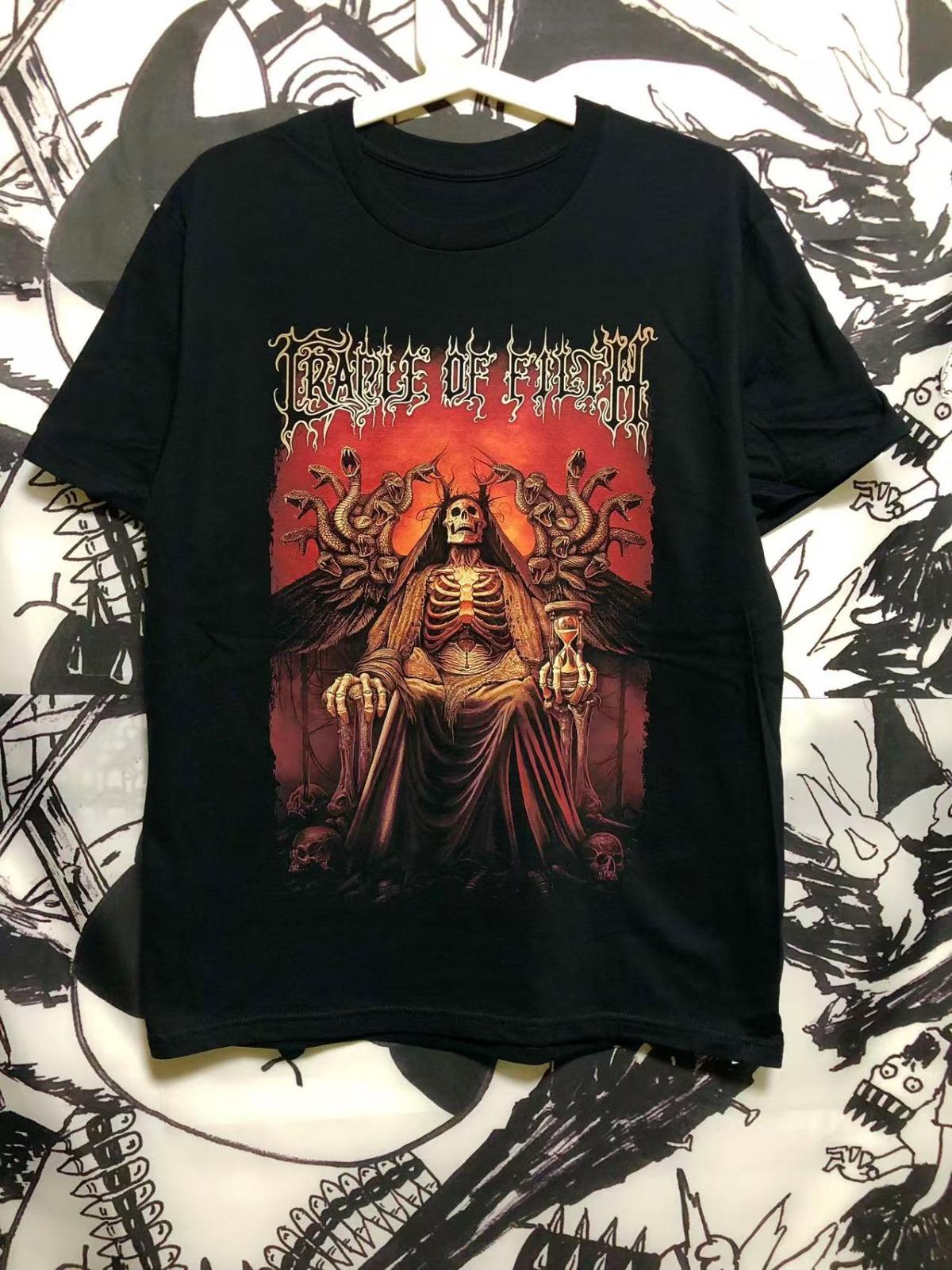 

2025 Cradle of Filth Cradle Мужская и женская летняя свободная хлопковая футболка с коротким рукавом Металл Рок Рукав до локтя Популярная Свободного кроя 4XL