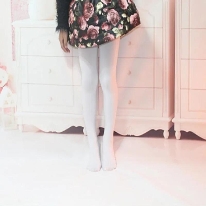 Детские балетные колготки для девочек 0-15 лет, мягкие бархатные колготки, модные однотонные черные белые чулки, детские тонкие колготки S (1to3 years) белый